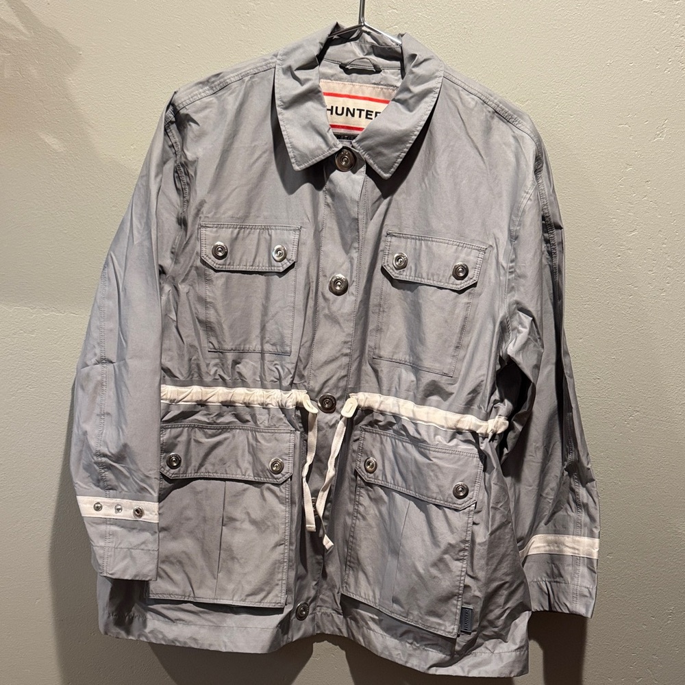 Hunter Original Women’s Refined Gray White Garden Jacket Rain Coat Waterproof